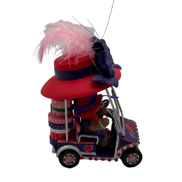 Red Hat Society Glamour Golf Cart The Hamilton Collection Bear Figurine W/Cert - Picture 4 of 8